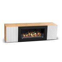 Тумба под ТВ с биокамином SteelHeat LIVORNO IMPULSE 140 см (корпус дуб Вотан / фасады белый)